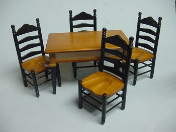 Black and Natural Dining Table and Chairs