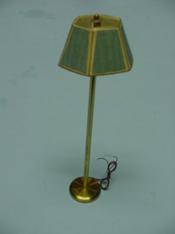 Brass Floor Lamp with Green Shade