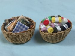 Basket of Material and Basket of Wool spools
