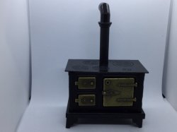 Vintage style Black Stove with Brass Doors